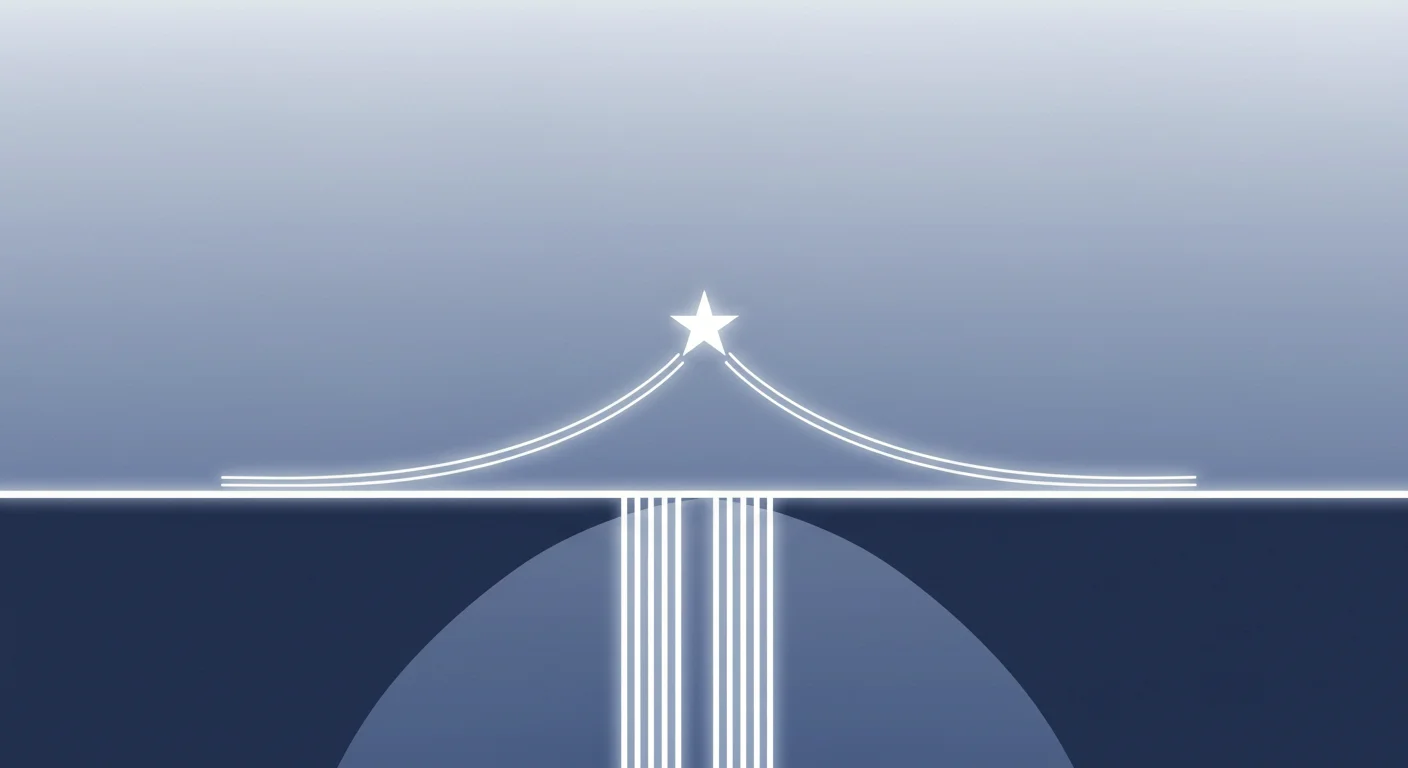125+ Clever Bridge Riddles: Logical Challenges with Solutions 11 Minimalist bridge design with glowing white lines forming an arch topped with a star