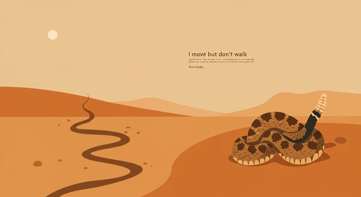 125+ Snake Riddles from Easy to Venomous (Answers Included!) 3 Rattlesnake in desert landscape with riddle about movement