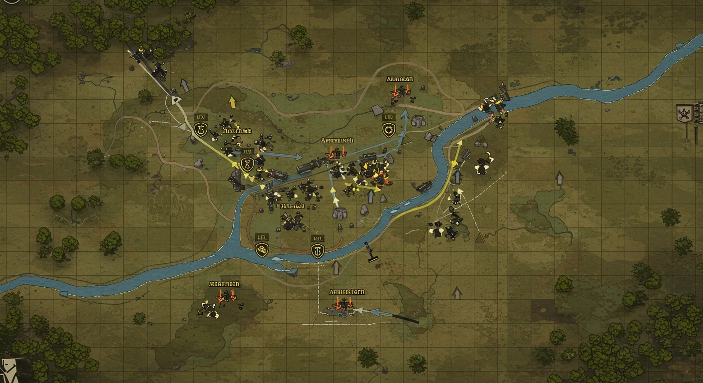 125+ Army Riddles with Answers to Challenge Your Mind 6 Military tactical map showing strategic positions with markers and movement paths