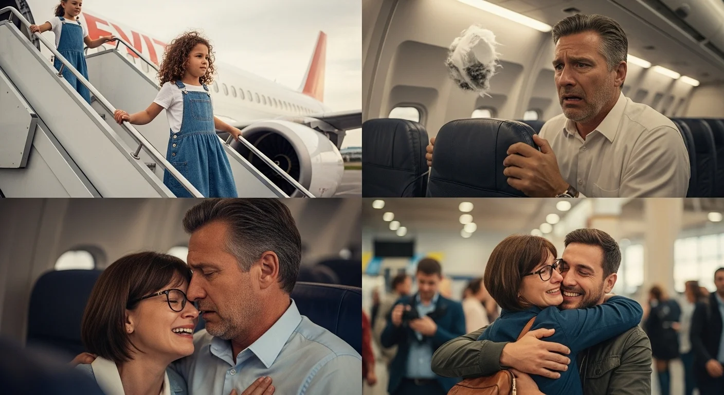 Can You Solve These 150+ Airport Riddles Before Your Flight? 10 Airline travel experience collage showing children boarding aircraft, passenger in cabin, and emotional family reunions at airport