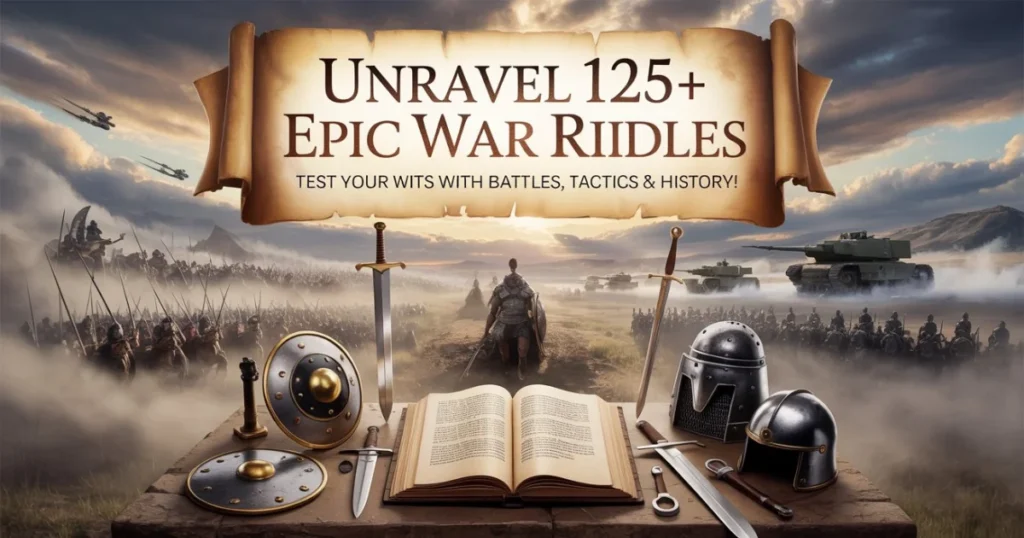 Ancient and modern warfare battle scene with medieval weapons and tanks surrounding an open book