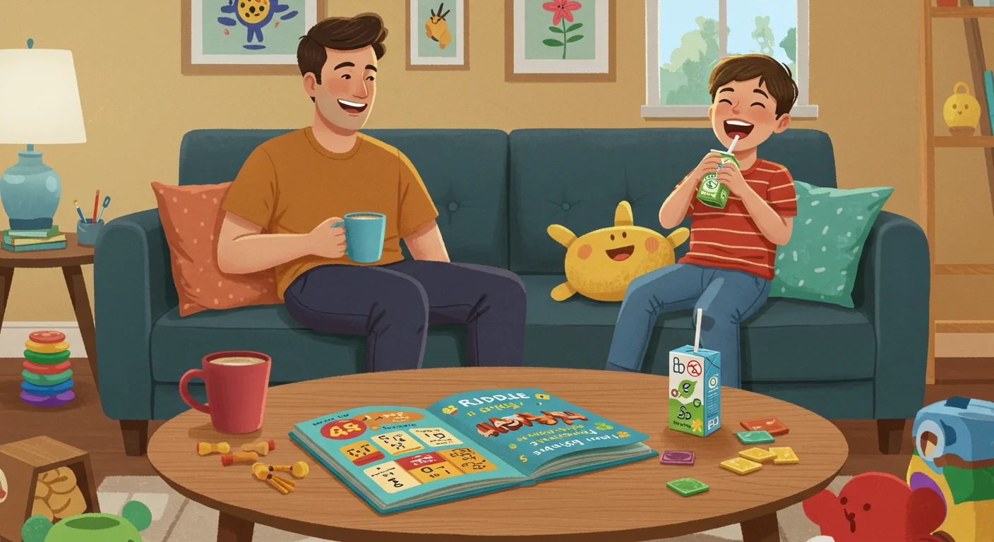 Why Riddles Are Important for Kids’ Mental Development? 1 Father and son enjoying riddles book together on couch with educational games