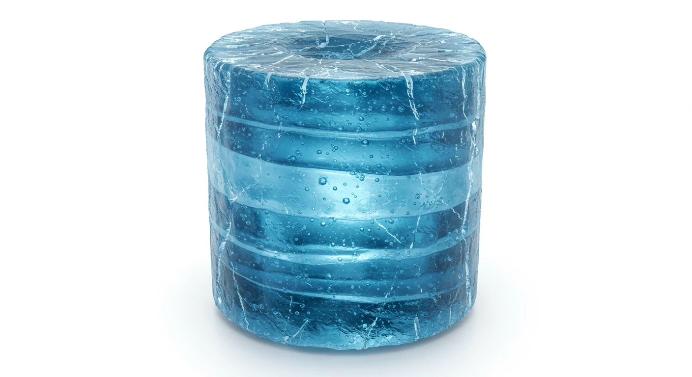 150+ Ice Riddles with Answers: Fun Brain Teasers for All Ages 5 Cylindrical blue ice block with layered horizontal striations and visible cracks