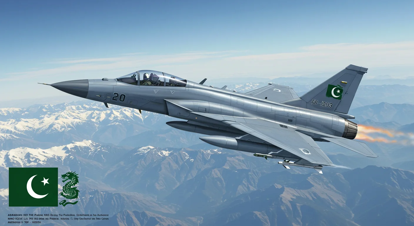 125+ India vs Pakistan War Riddles with Answers for All Ages 9 Pakistani JF-17 Thunder fighter jet in flight over snow-capped Himalayan mountains with visible Pakistani air force markings