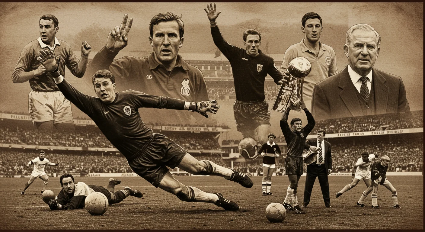 190+ Ultimate Football Riddles for Kids, Adults, and Trivia Fans 11 Vintage sepia collage of legendary football players and managers from past era