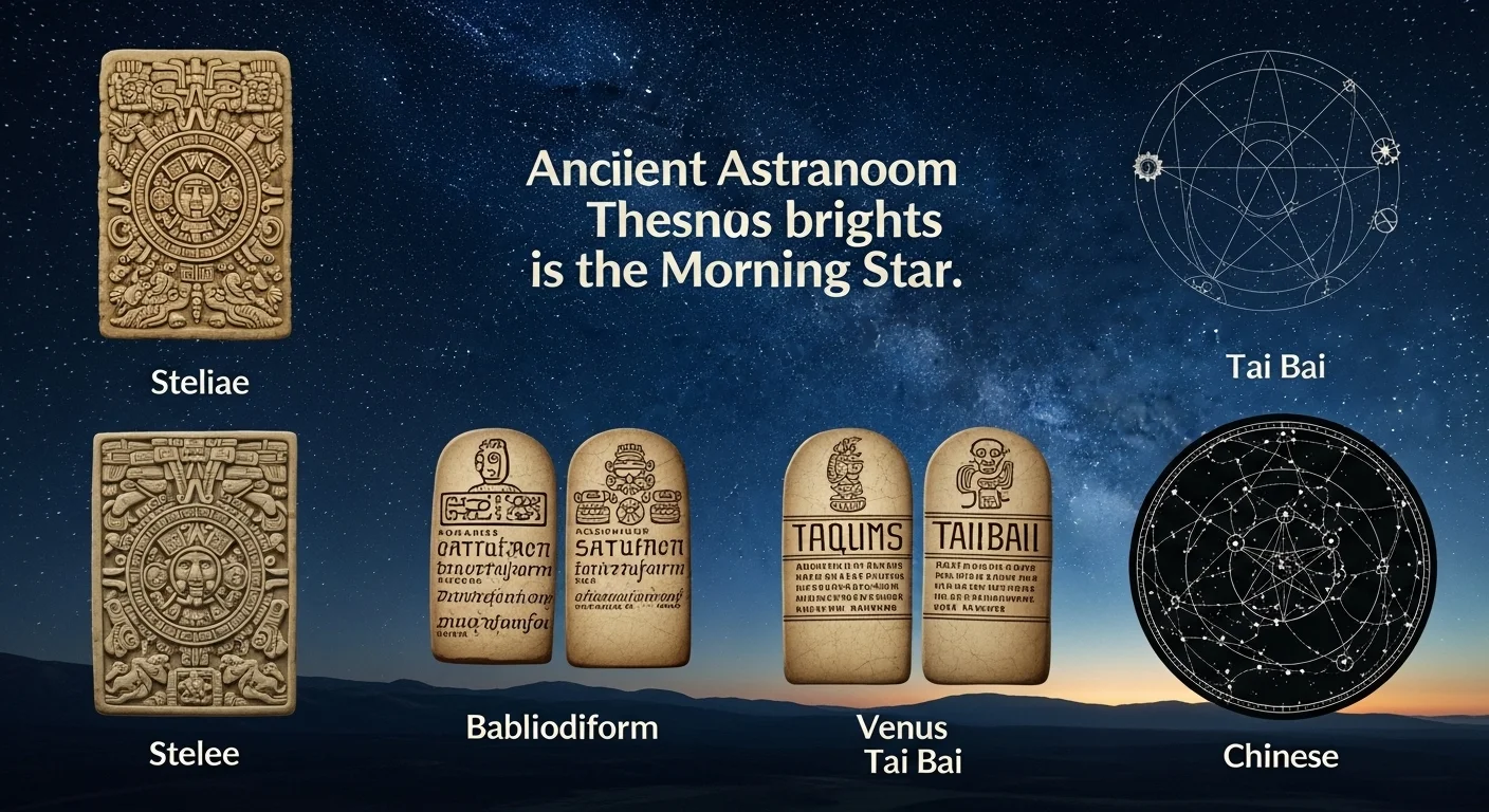 125+ Venus Riddles: Unravel the Mysteries to Test Your Cosmic Knowledge 9 Ancient astronomical artifacts showing Venus as morning star across different civilizations including Mayan, Babylonian, and Chinese
