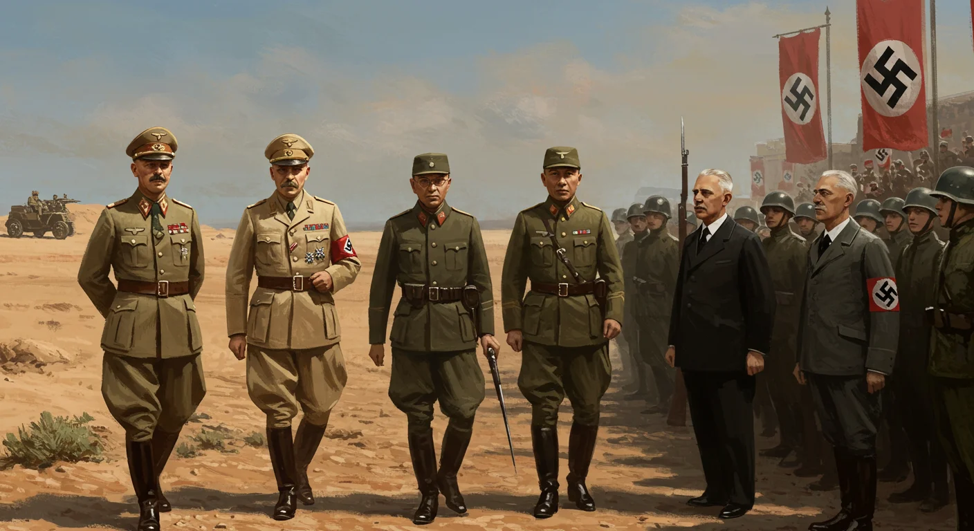 125+ World War 2 Riddles & Answers: Journey Through History 2 German Nazi military officers and Afrika Corps commanders in North African desert during World War 2 campaign