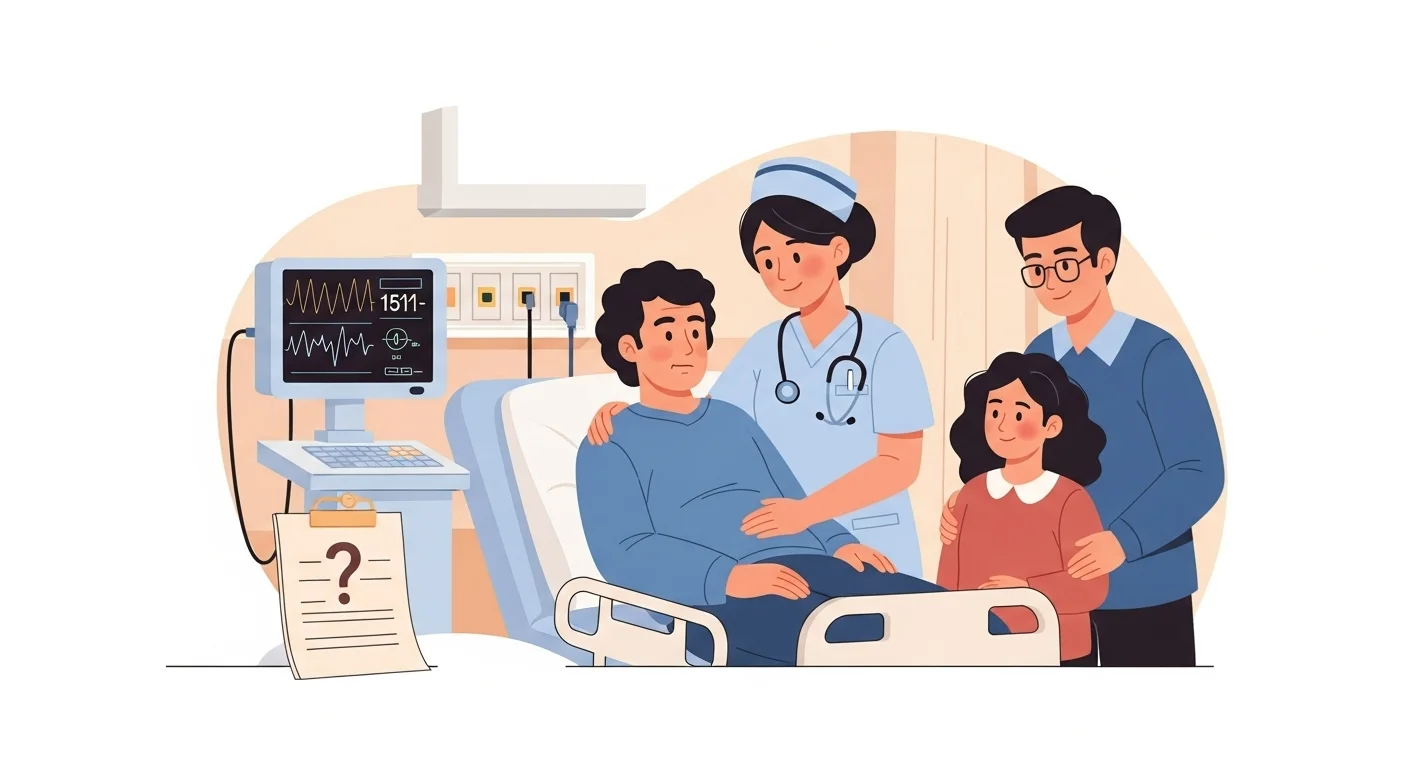 250+ Medical Riddles with Answers: Journey into Medicine 11 Hospital patient receiving care from medical team with family present, showing comprehensive healthcare support system