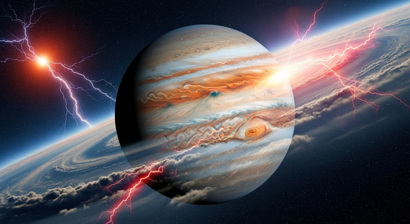 125+ Jupiter Riddles with Answers: Unlock the Mysteries of the Solar System 14 Jupiter's turbulent atmosphere with massive storm systems, lightning, and swirling cloud formations