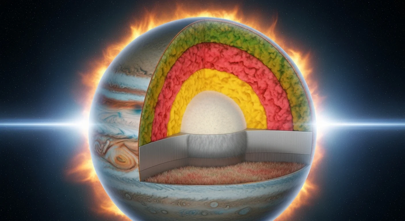 125+ Jupiter Riddles with Answers: Unlock the Mysteries of the Solar System 7 Jupiter cross-section showing internal layers, core structure, and atmospheric composition in cutaway view
