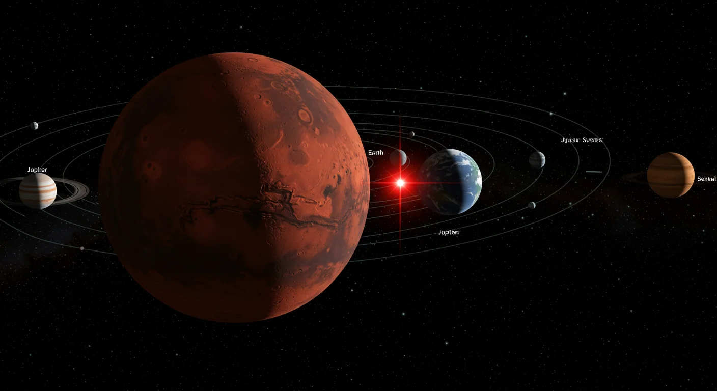 Mars position in solar system showing orbital path relative to Earth and other planets like mars riddles