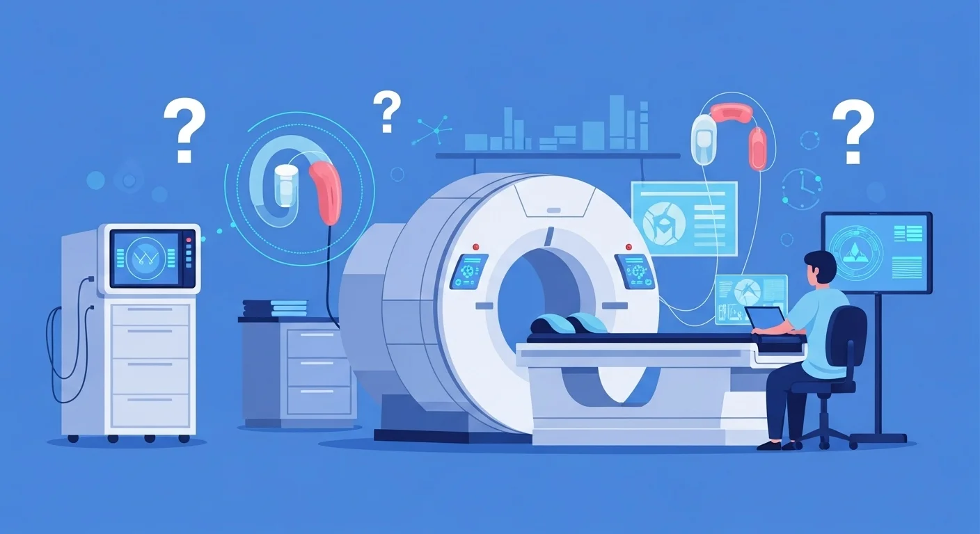250+ Medical Riddles with Answers: Journey into Medicine 14 Modern medical imaging facility with MRI CT scan equipment and radiologist analyzing patient data on computer workstation