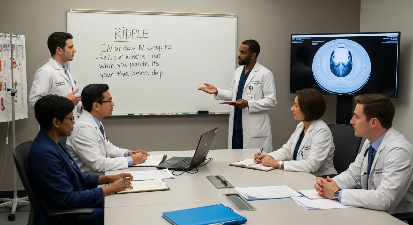 125+ Patient Riddles to Test Healthcare Knowledge with Answers 2 Medical professionals presenting patient riddle on whiteboard during healthcare training session