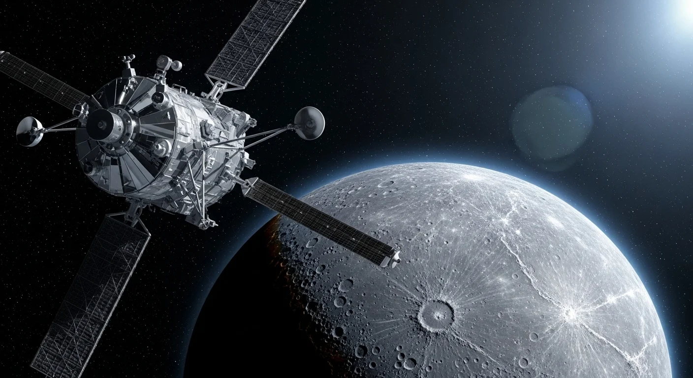 125+ Mercury Riddles with Answers: A Cosmic Puzzle Adventure 8 Scientific space probe with solar panels orbiting Mercury during planetary exploration mission