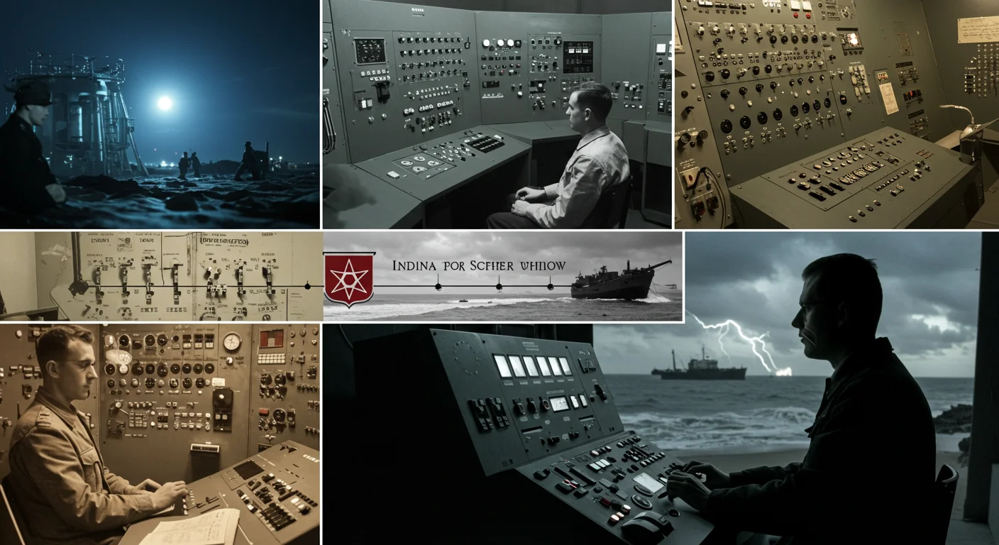 150+ World War 3 Riddles & Answers (Real-World Conflict References) 7 Multiple military command center control rooms showing naval operations, submarine controls, and strategic warfare coordination