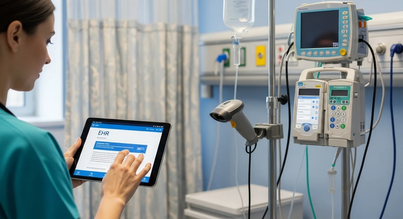 125+ Nursing Riddles to Challenge Your Medical Mind (With Answers!) 11 Healthcare professional using electronic health records EHR system on tablet in modern hospital setting
