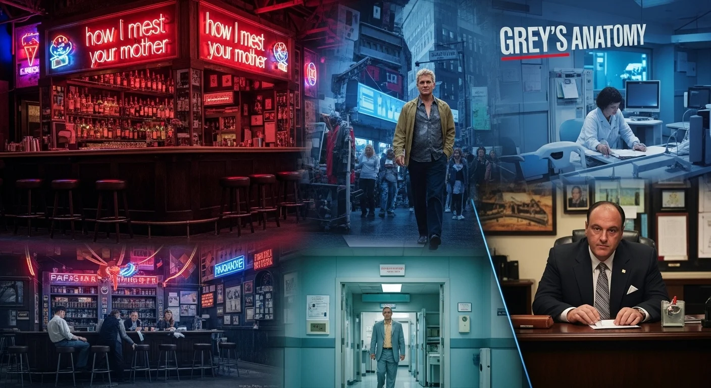 125+ Television Riddles to Test Your Show Knowledge (Answers) 2 TV show collage featuring scenes from How I Met Your Mother, Grey's Anatomy, and The Sopranos