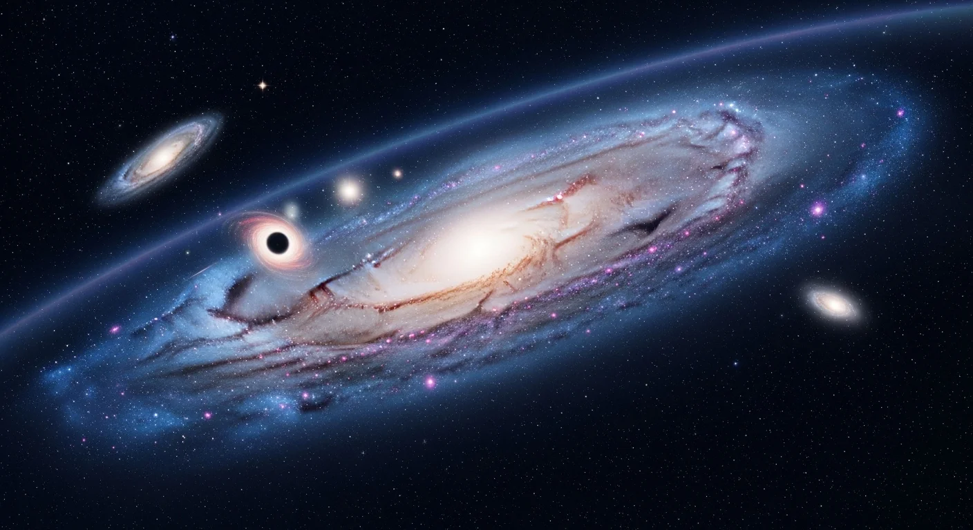125+ Shining Stars Riddles with Answers: Starry Night Puzzles 7 Stunning spiral galaxy with supermassive black hole and surrounding cosmic structures in deep space astronomical view