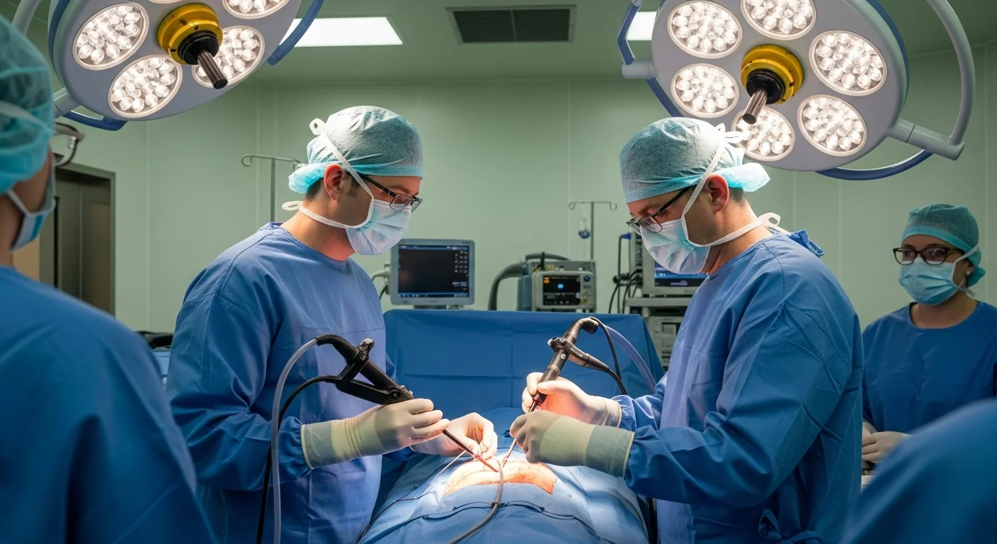 125+ Hospital Riddles with Answers – Healthcare Fun! 7 Team of surgeons performing surgery under LED surgical lights in modern operating room