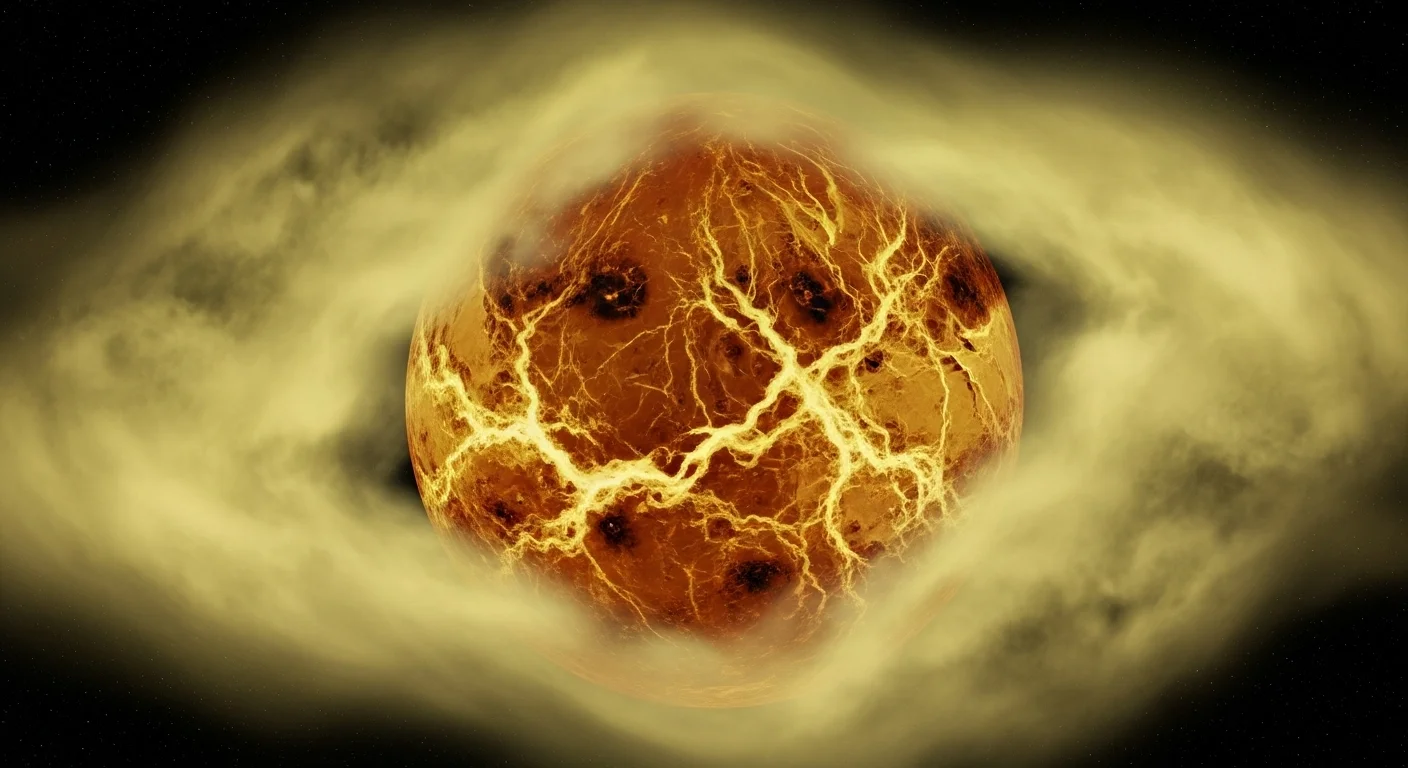 125+ Fun Solar System Riddles with Answers for Kids & Adults 2 Artist's rendering of Venus showing its thick atmospheric layers and surface features with characteristic golden-orange coloration