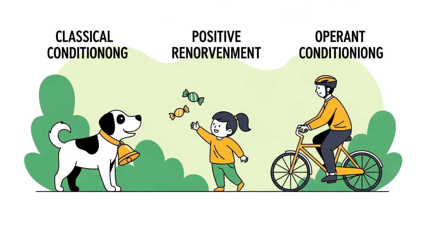 125+ Psychology Riddles & Answers: Unravel the Mysteries of Mind 11 Learning psychology illustration showing conditioning and reinforcement