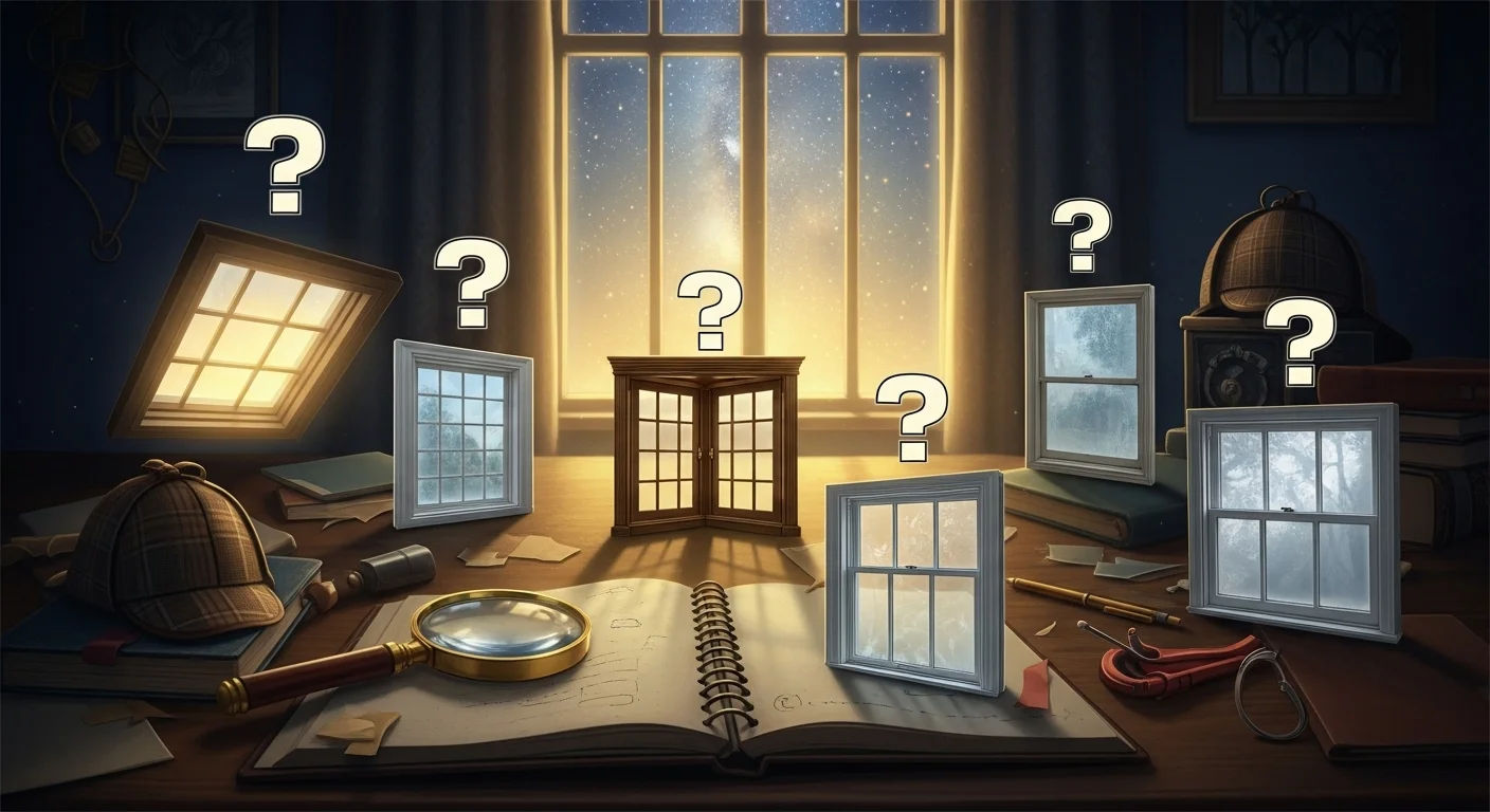 125+ Window Riddles with Answers: Fun for All Ages 3 Detective office with mysterious window riddles and question marks