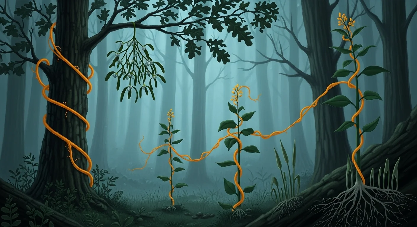 Forest mycorrhizal network showing fungal connections between trees