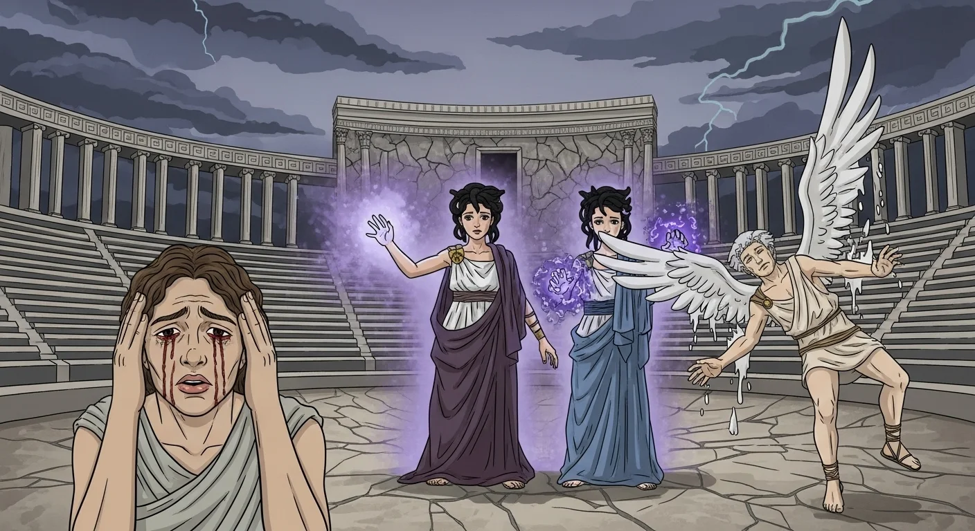 125+ Greek Riddles with Answers: Unravel the Mysteries of Ancient Greece 9 Ancient Greek gods delivering divine judgment in classical temple