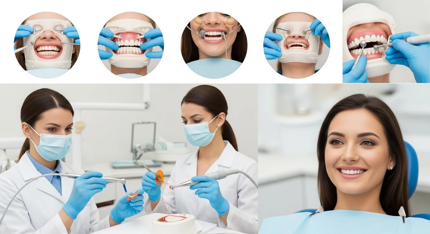 125+ Tooth Riddles & Answers: A Fun Journey Through Dental Health 10 Modern dental practice showing various orthodontic procedures including braces adjustment, dental examination, and professional dental team working with patients