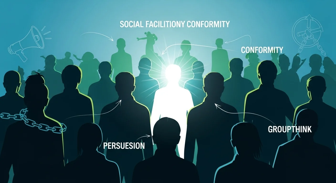 125+ Psychology Riddles & Answers: Unravel the Mysteries of Mind 9 Social conformity illustration showing crowd influence psychology
