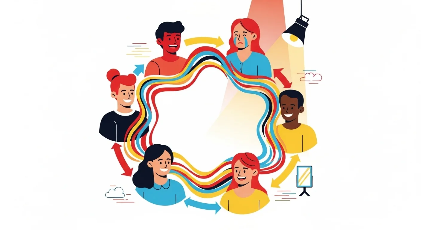 125+ Psychology Riddles & Answers: Unravel the Mysteries of Mind 3 Diverse people connected by colorful communication lines and arrows
