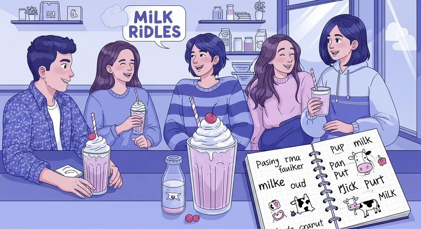 125+ Milk Riddles with Answers: A Creamy Collection for Kids and Adults 2 Teenagers and adults enjoying milk riddles with milkshakes socially