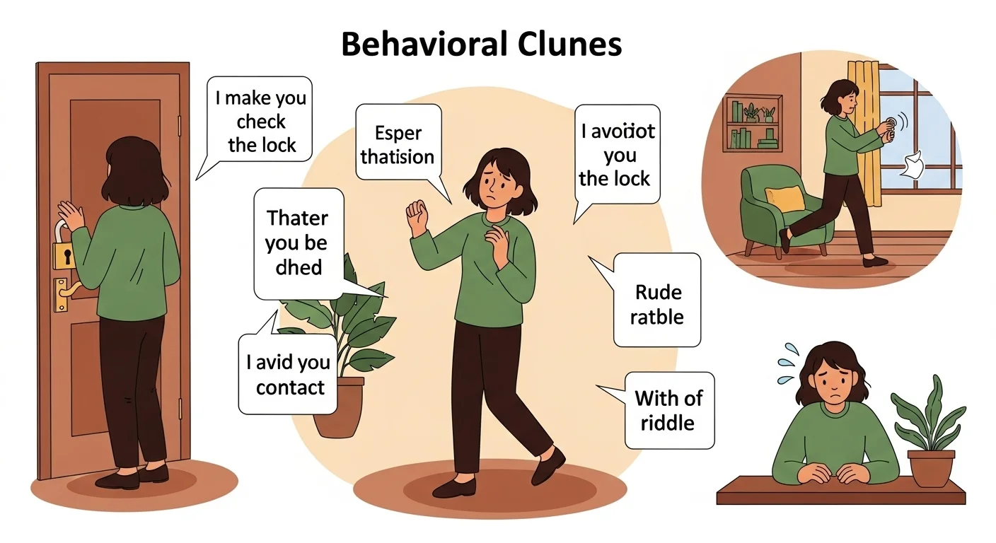 Person displaying anxiety behaviors through daily activities and routines