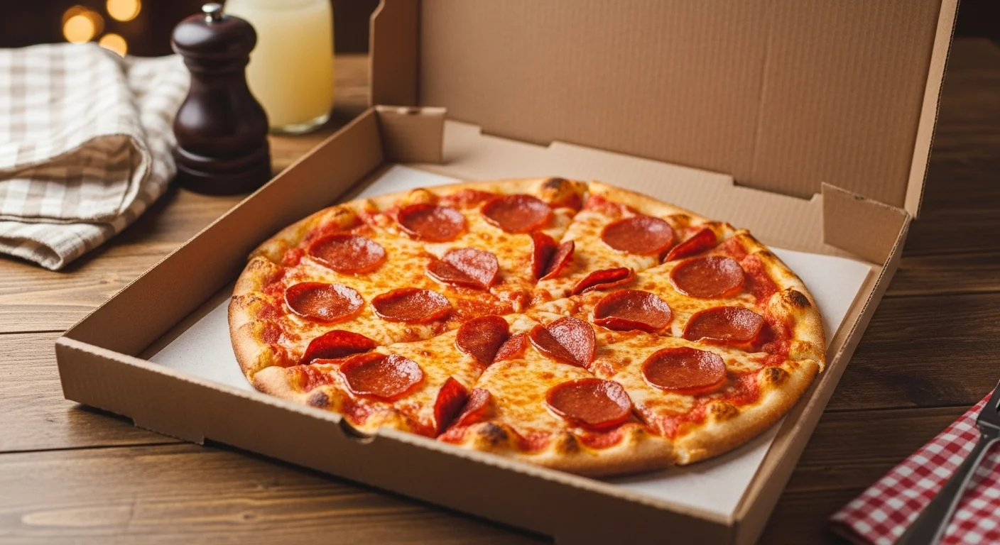125+ Pizza Riddles and Jokes to Make Your Next Pizza Night Unforgettable 1 Fresh pepperoni pizza in delivery box with melted cheese in pizza riddles