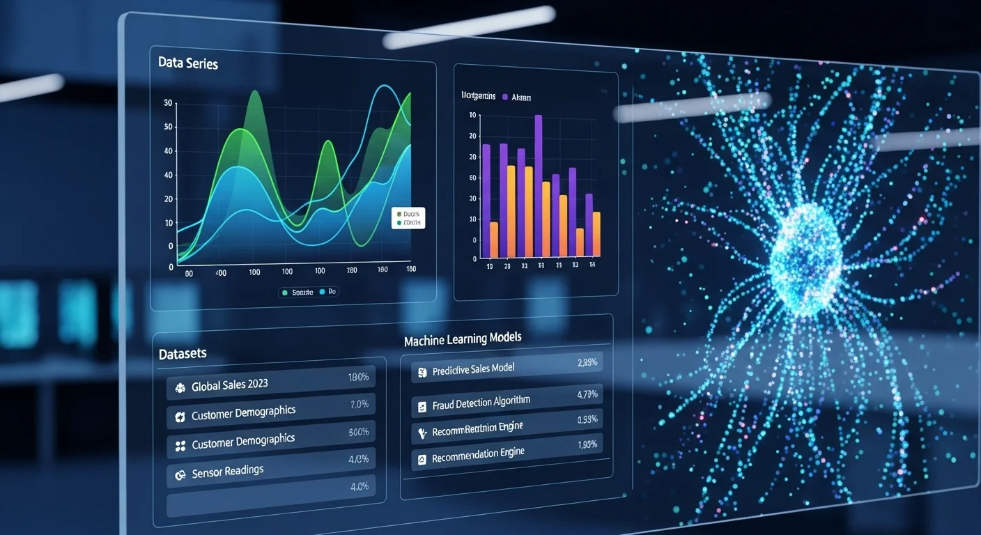Advanced data analytics dashboard with machine learning models display