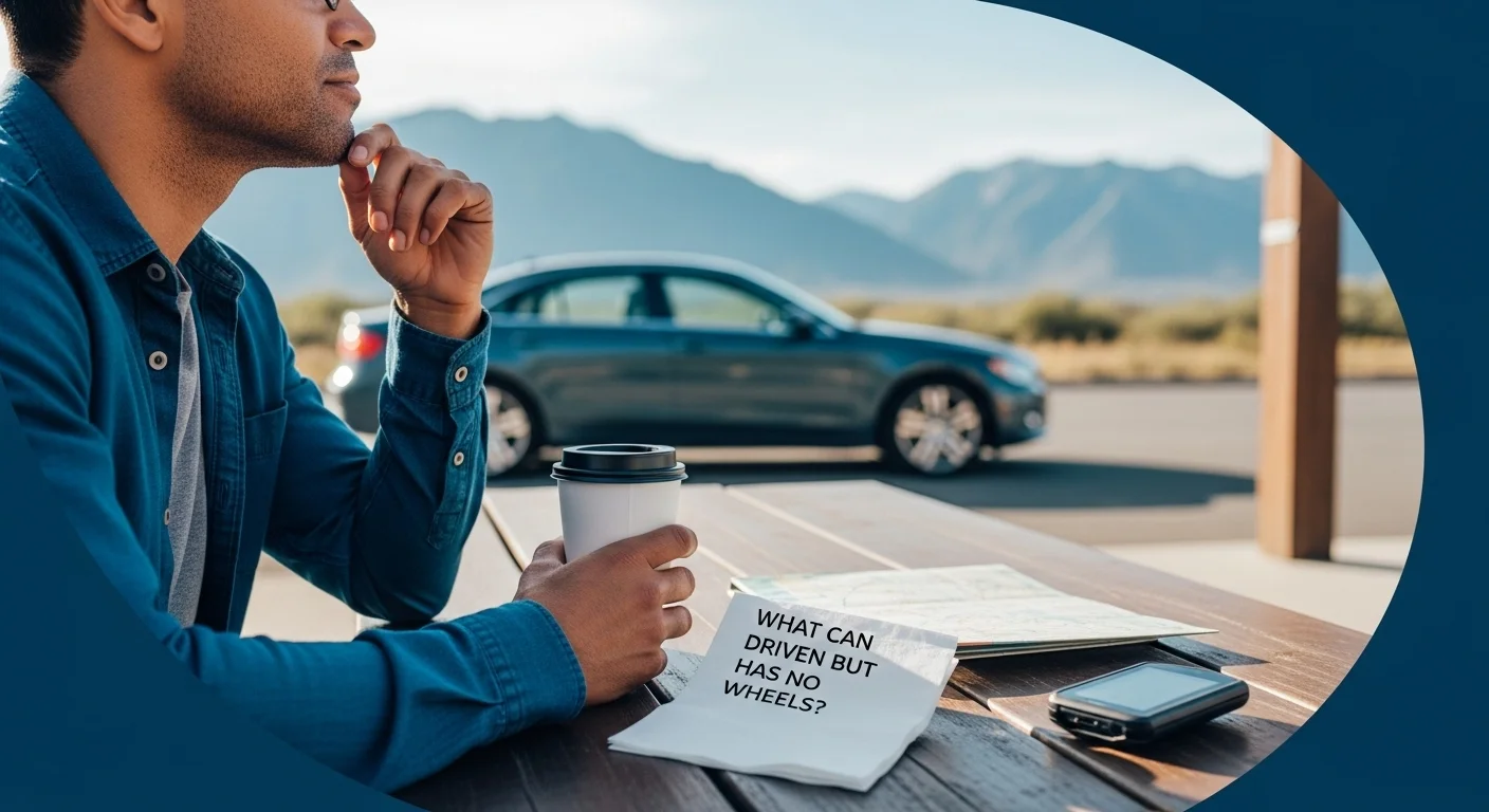 Man studying driving test riddle about what can be driven without wheels