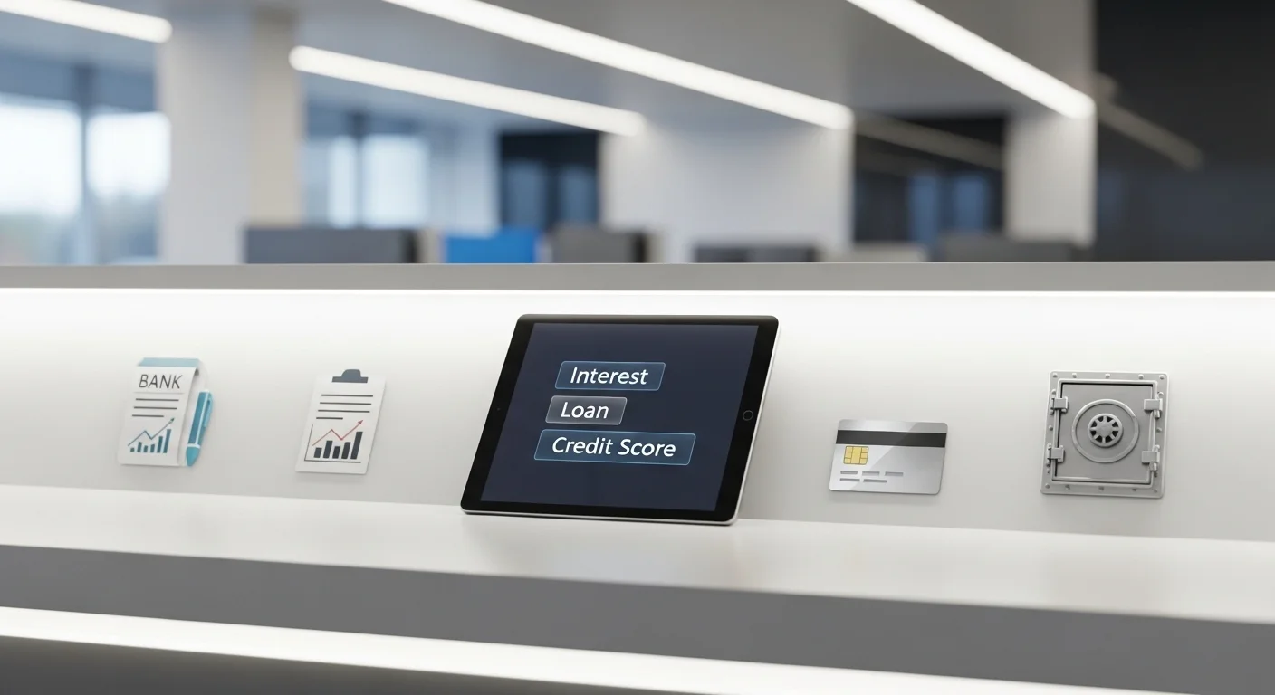 Modern banking interface showing digital financial services