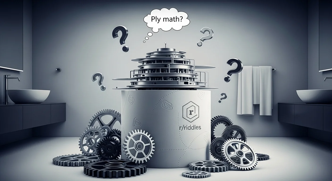 Futuristic toilet paper roll with mathematical riddle about ply layers