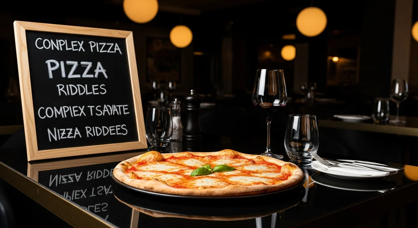 125+ Pizza Riddles and Jokes to Make Your Next Pizza Night Unforgettable 6 Elegant pizza dining setup with wine glasses and restaurant ambiance