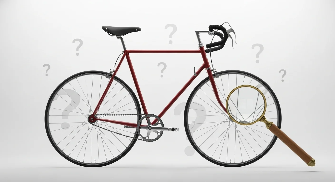 125+ Bicycle Riddles with Answers: A Fun Ride for All Ages 1 Vintage red bicycle with magnifying glass and question marks