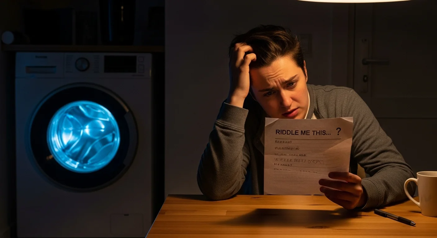 125+ Washing Machine Riddles with Answers: Fun Brain Teasers for All Ages 2 Person concentrating on solving washing machine riddle at night
