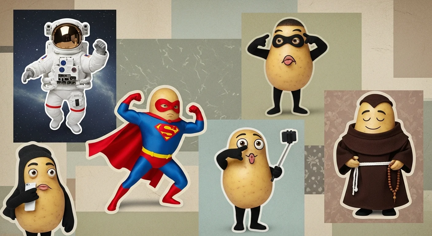 125+ Potato Riddles with Answers: Funny, Tricky & Totally Spud-tacular 7 Collection of potato characters as astronaut, superhero, and religious figures in potato riddles