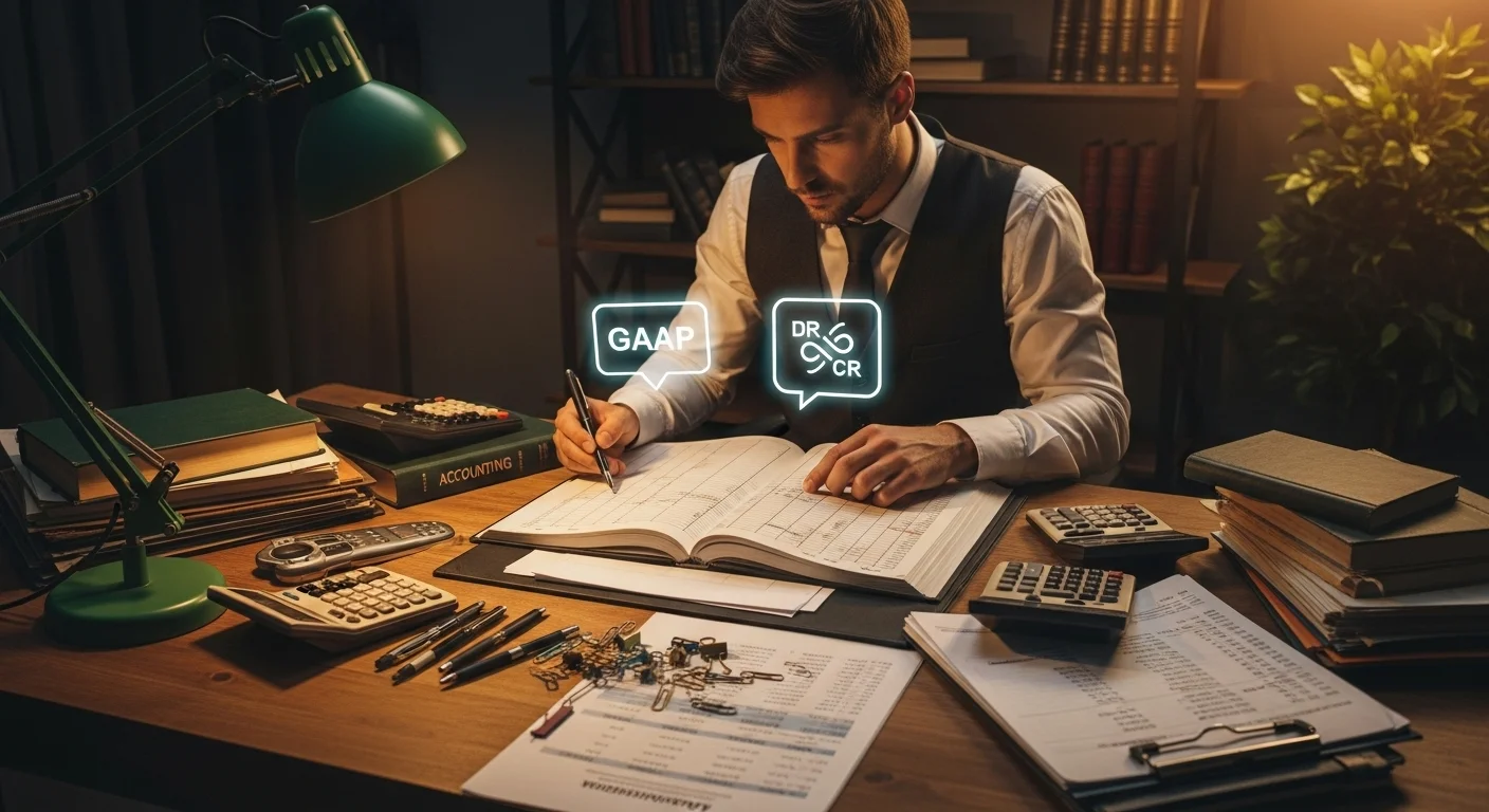 Professional accountant working with GAAP standards and financial reports