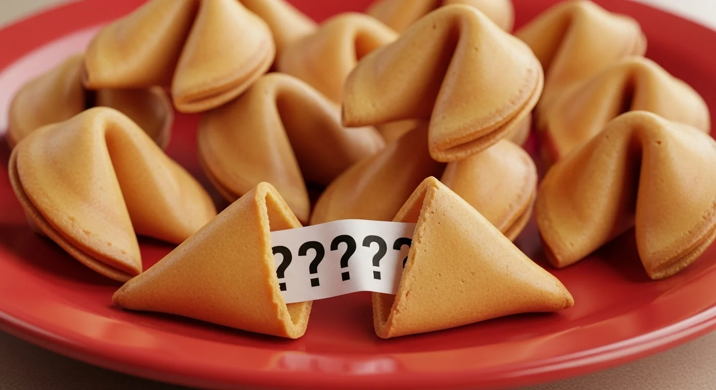 Fortune cookies with question mark paper strips mystery riddles