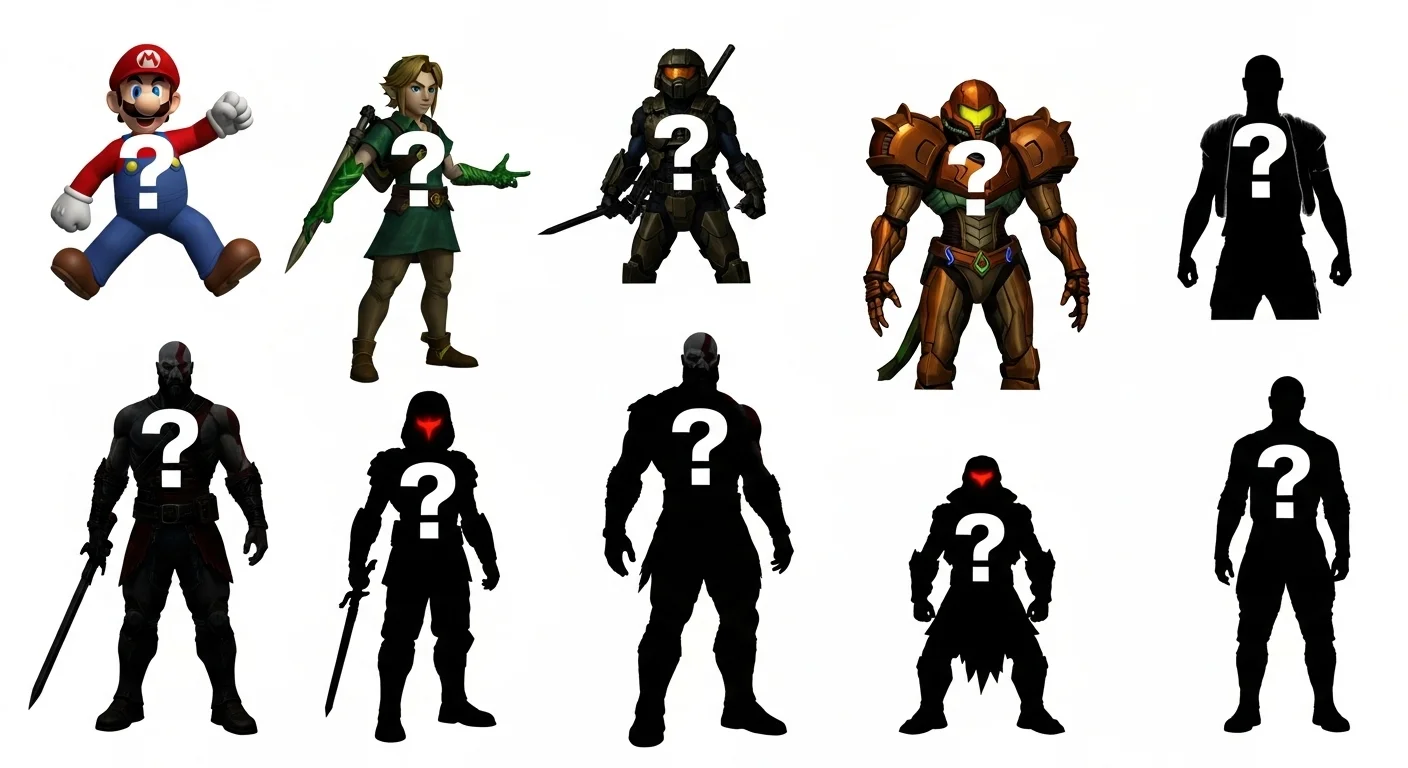 125+ Video Game Riddles with Answers: Funny, Tricky & Gamer-Approved 3 Gaming character silhouettes with question marks for identification riddles