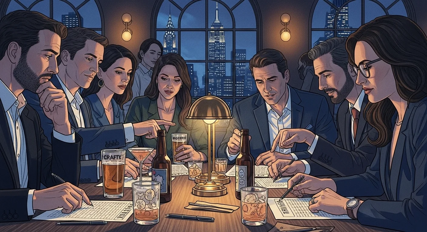 Adults enjoying New York City trivia game night with Manhattan views