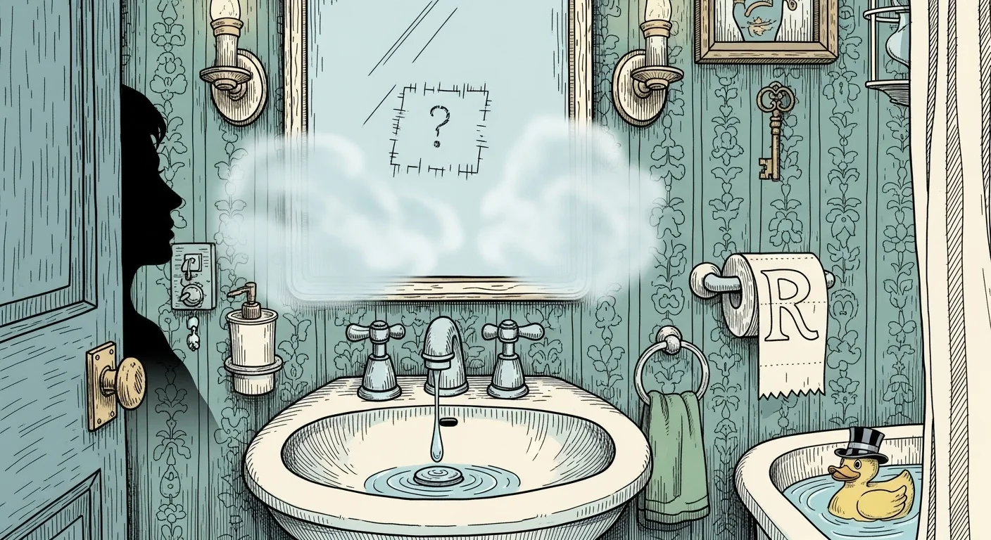 Elegant Victorian bathroom with ornate mirror and steam cloud riddle
