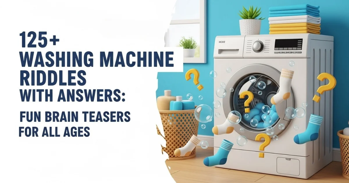 Fun washing machine riddles and brain teasers collection banner