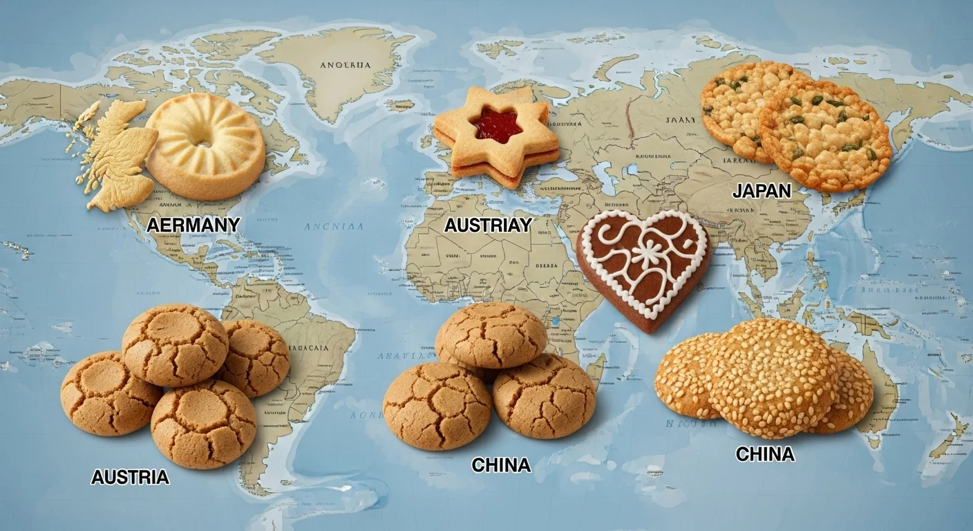 World map showing different cookie types from various countries