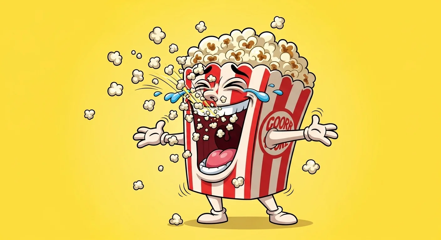 125+ Popcorn Riddles with Answers for Kids, Adults, and Family Fun 2 Cheerful cartoon popcorn mascot character with big smile on yellow background